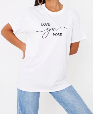 FRUIT OF THE LOOM Boyfriend T-shirt με στάμπα love you more white.